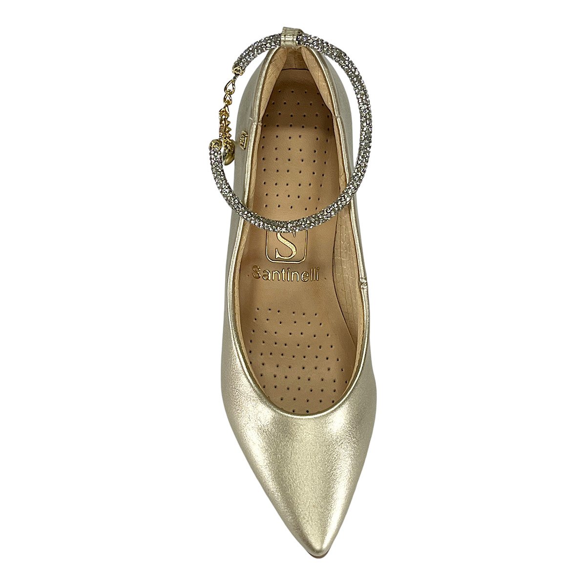 Sapato Santinelli Scarpin Pedraria 1544-014 Champagne Dourado 4