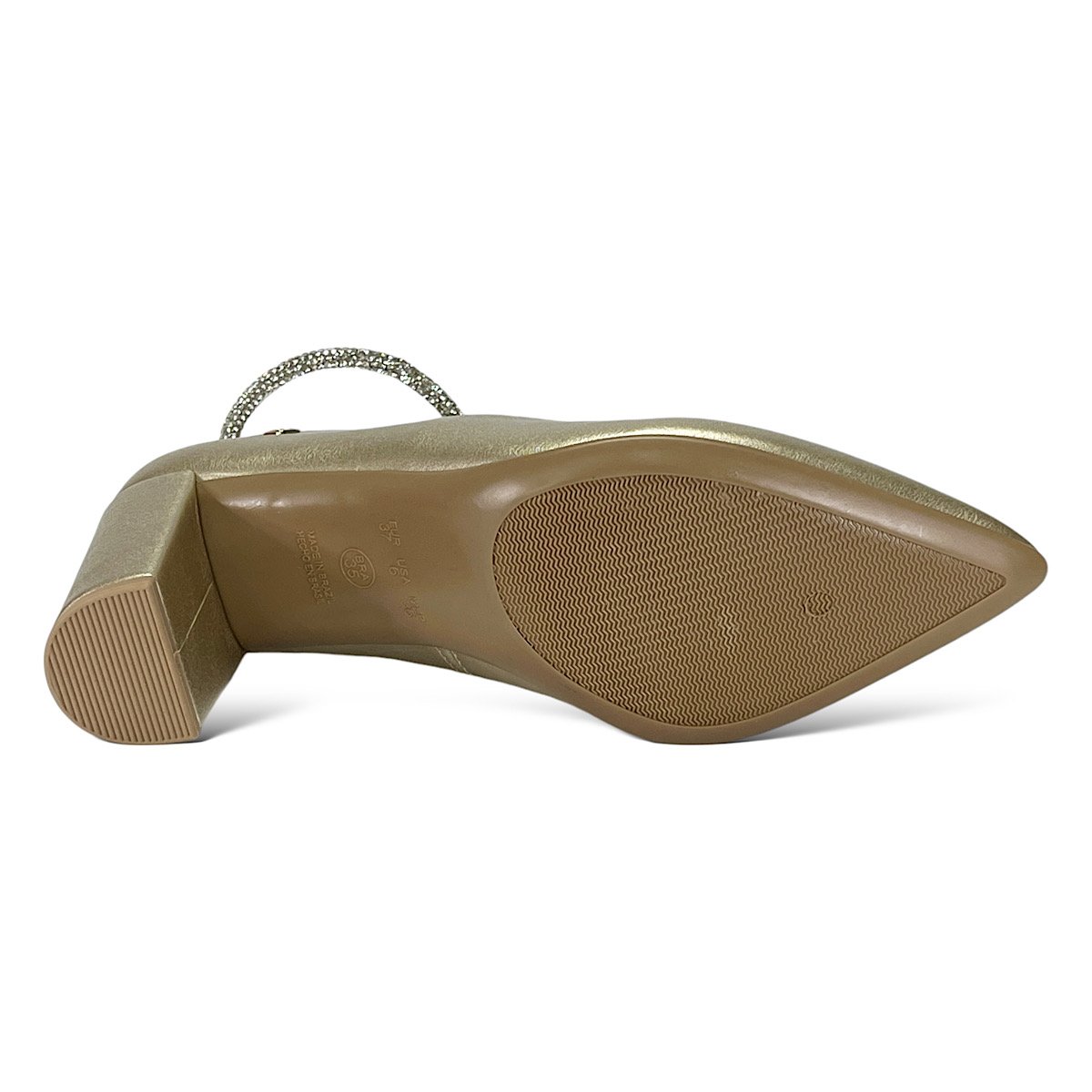 Sapato Santinelli Scarpin Pedraria 1544-014 Champagne Dourado 6