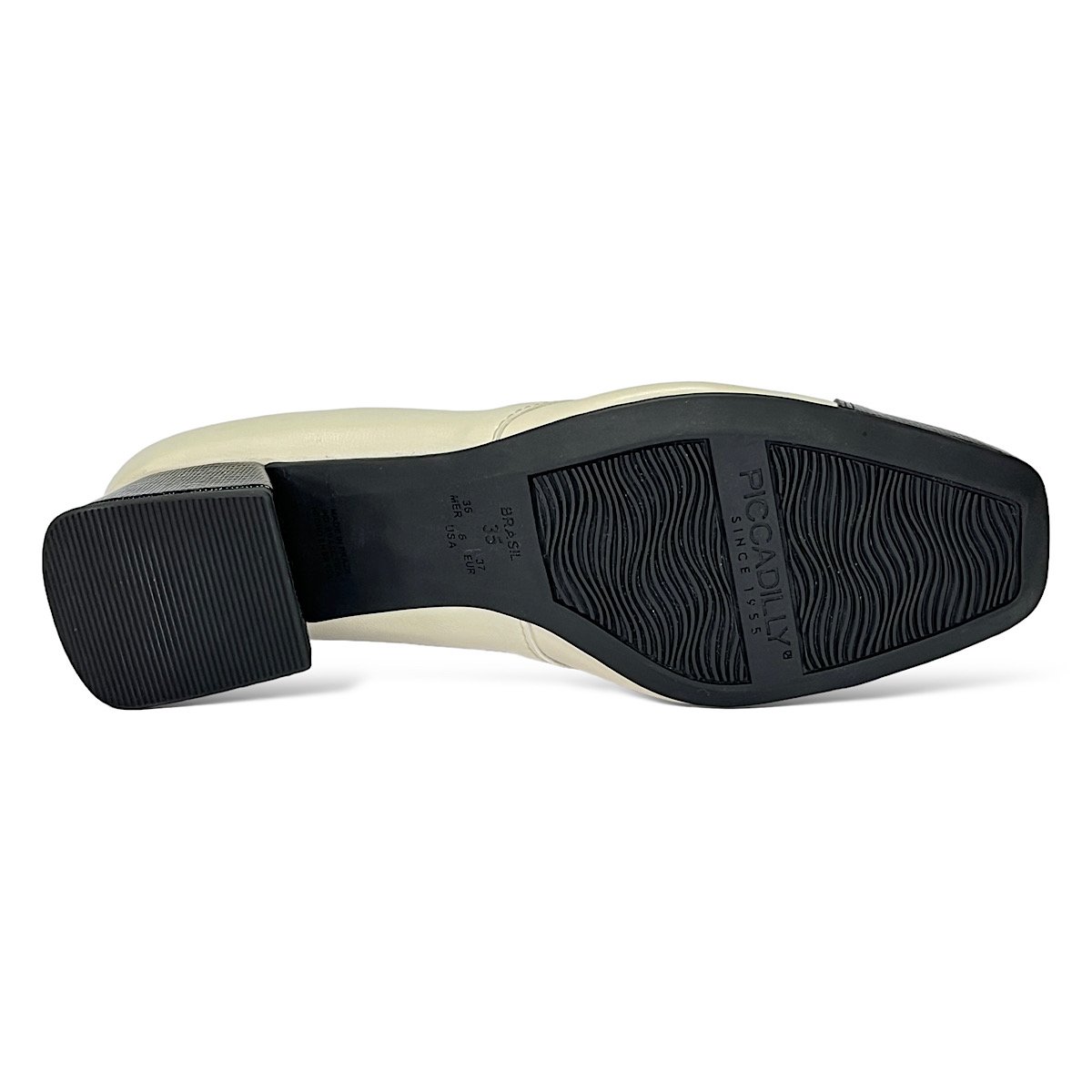 Sapato Piccadilly Scarpin Tati 160085 Off White/Preto Branco/Preto 6
