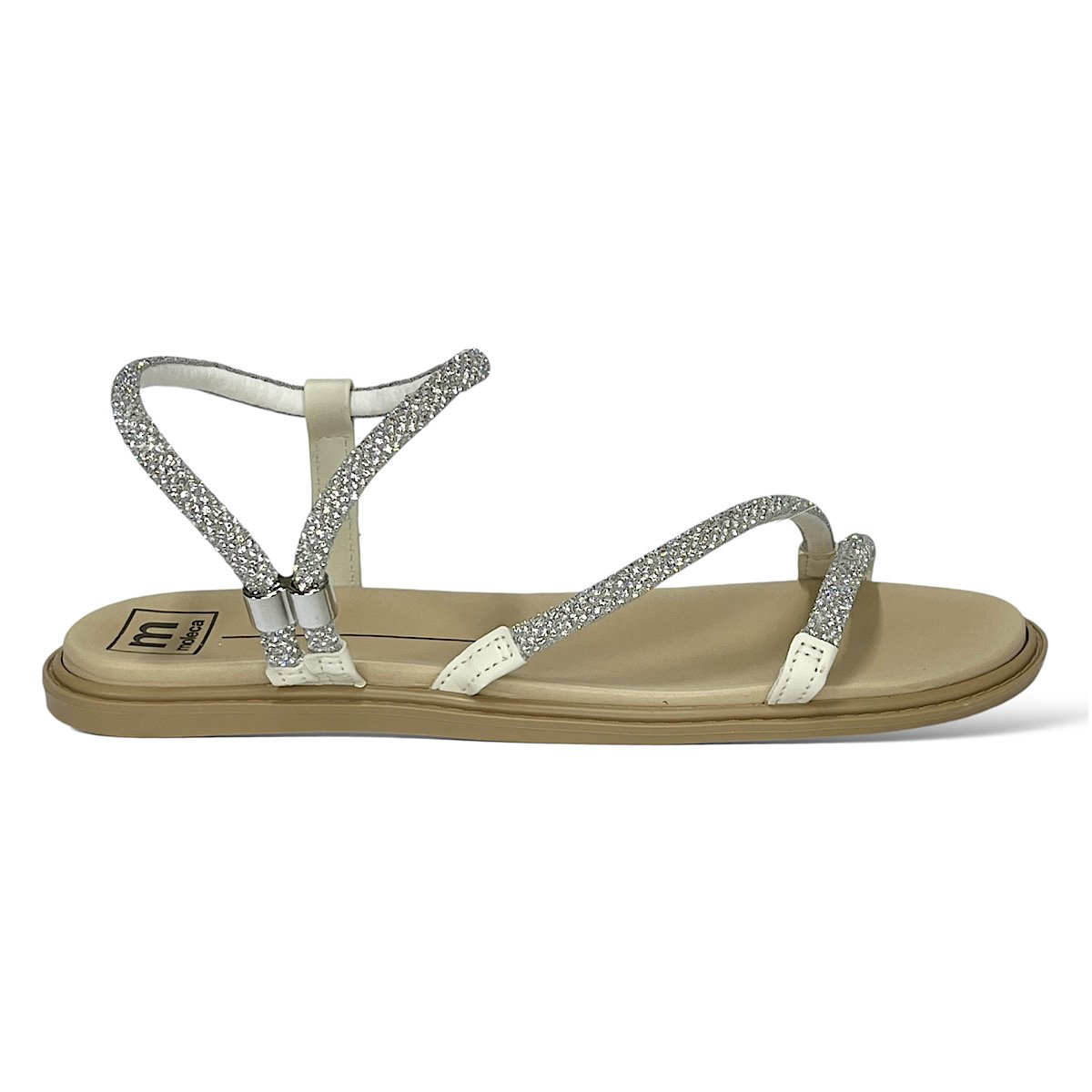 Sandália Moleca Rasteira Brilhos 5450.237 Off White Branco 2