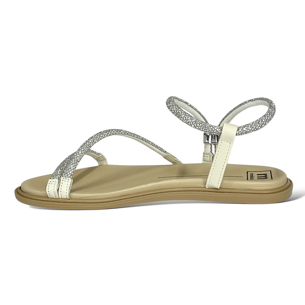 Sandália Moleca Rasteira Brilhos 5450.237 Off White Branco 3