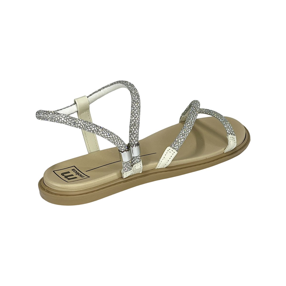 Sandália Moleca Rasteira Brilhos 5450.237 Off White Branco 4