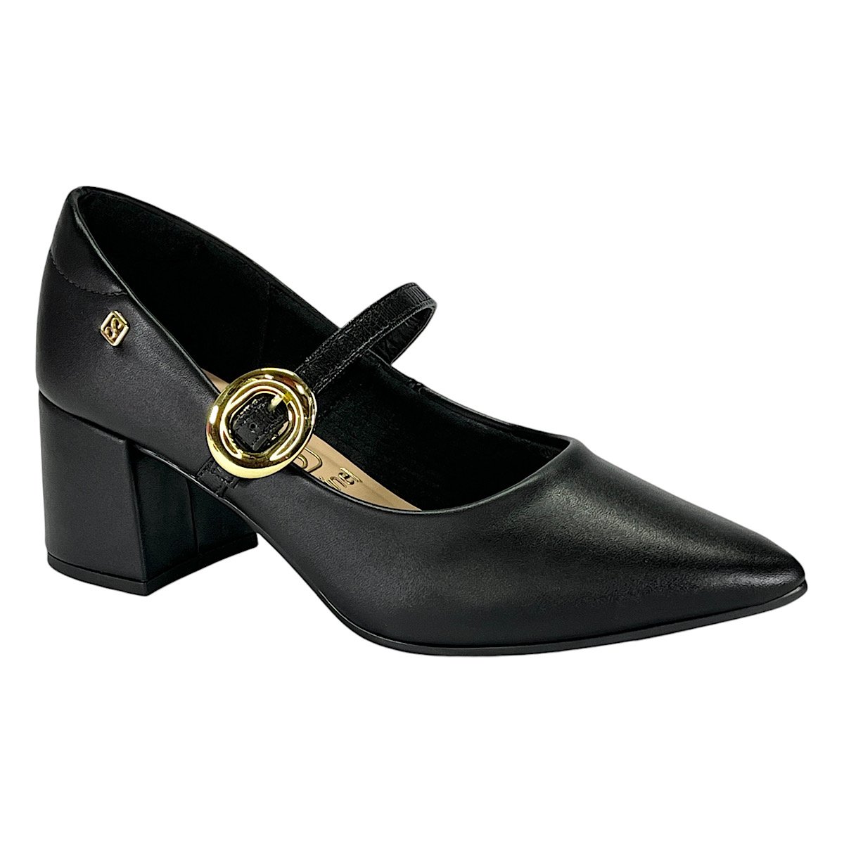 Sapato Santinelli Scarpin Boneca Salto Médio 1534-070 Preto Preto 1