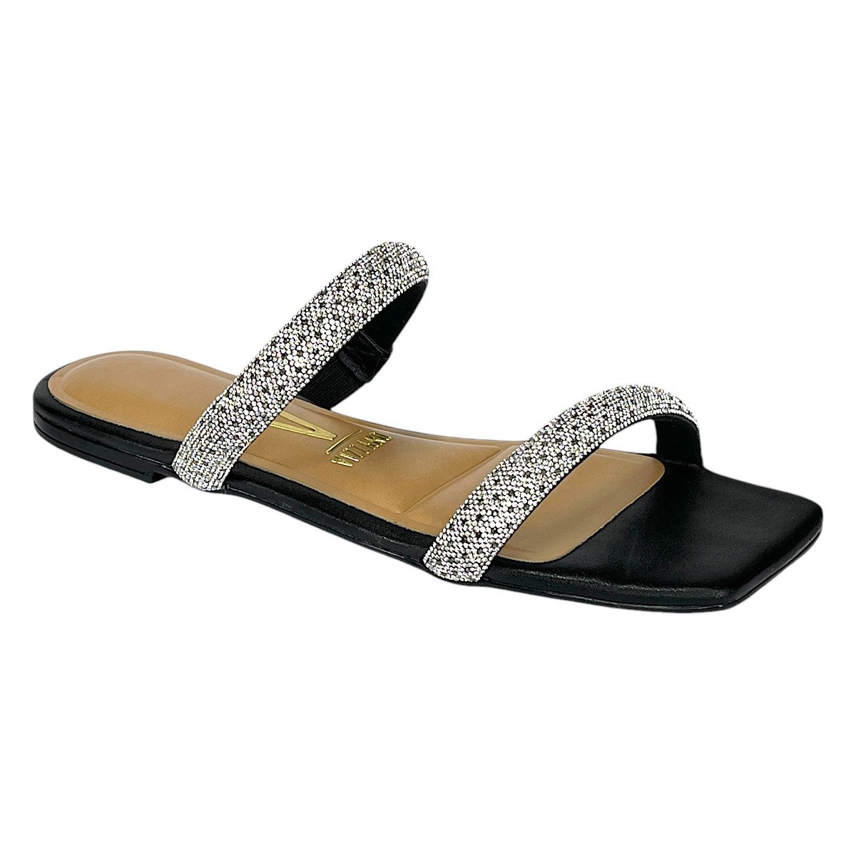 Tamanco Vizzano Flat Brilhos 6513.100 Preto