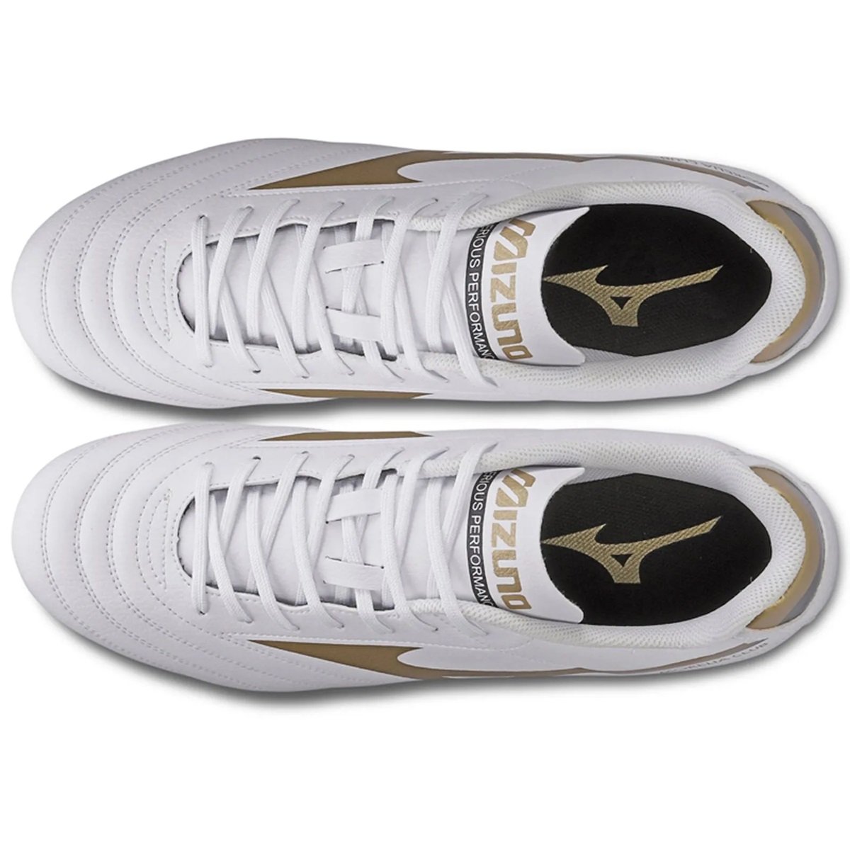 Chuteira Mizuno Morelia Club MD Campo 107680680 Branco/Dourado Branco 3