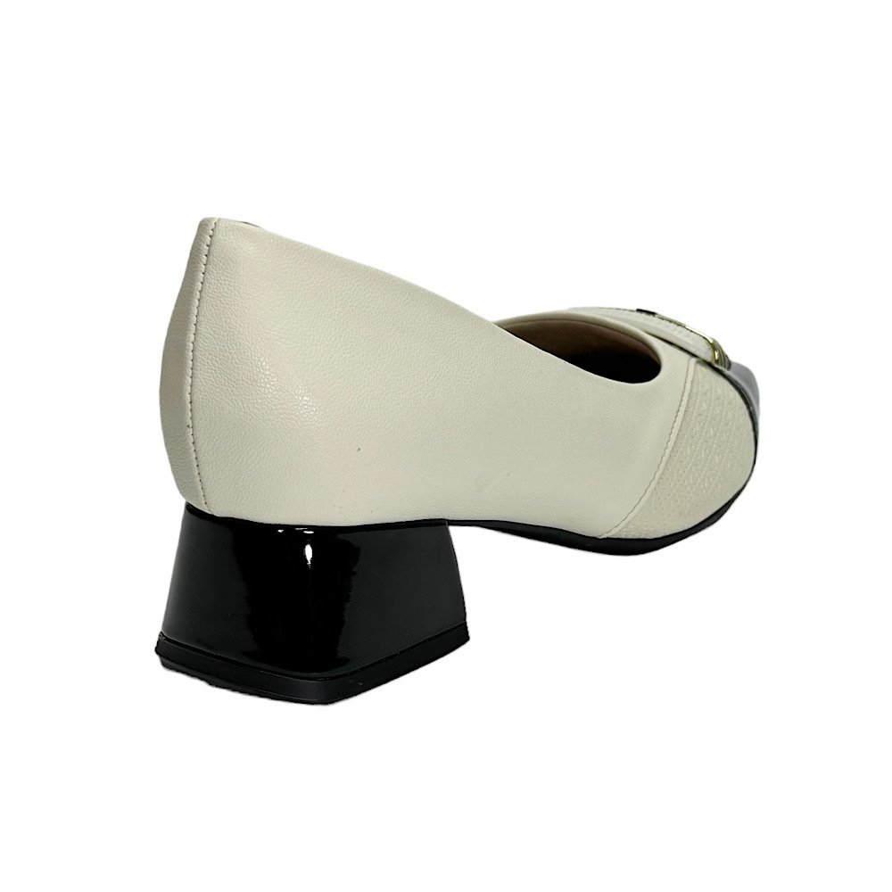 Sapato Piccadilly Tati Salto Médio 160078 Off White Off White 5