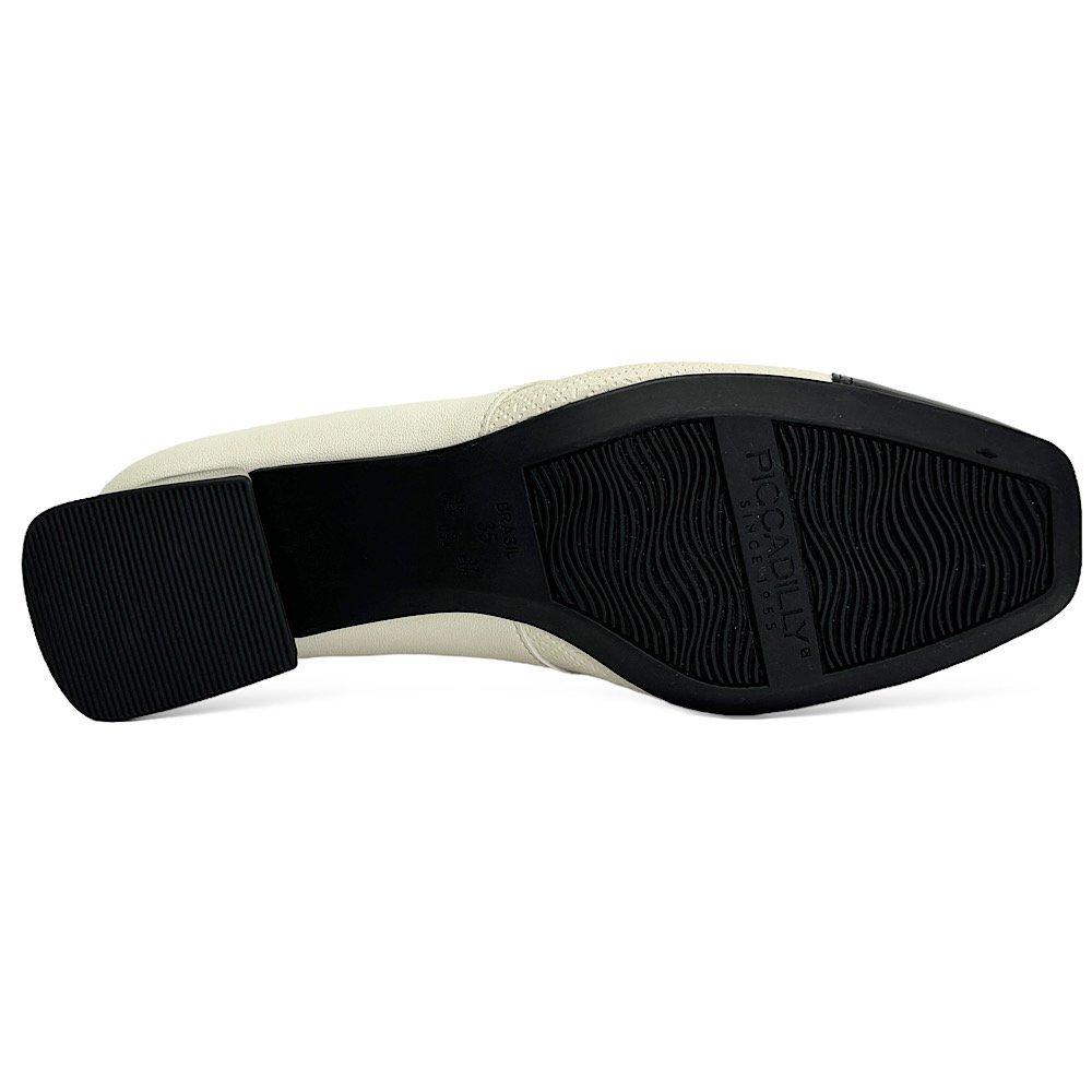 Sapato Piccadilly Tati Salto Médio 160078 Off White Off White 6