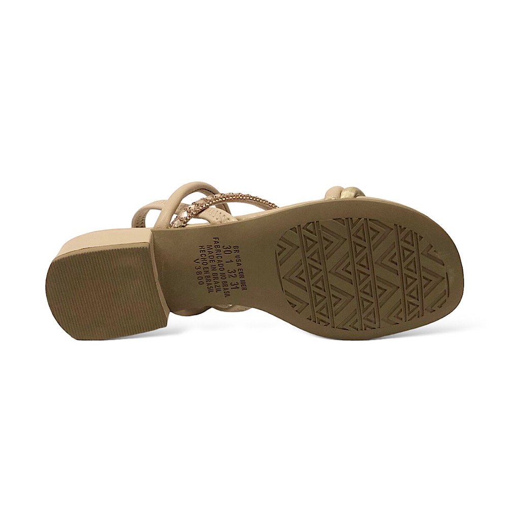 Sandália Pink Cats Infantil Salto Baixo V3801 Bege Bege 6