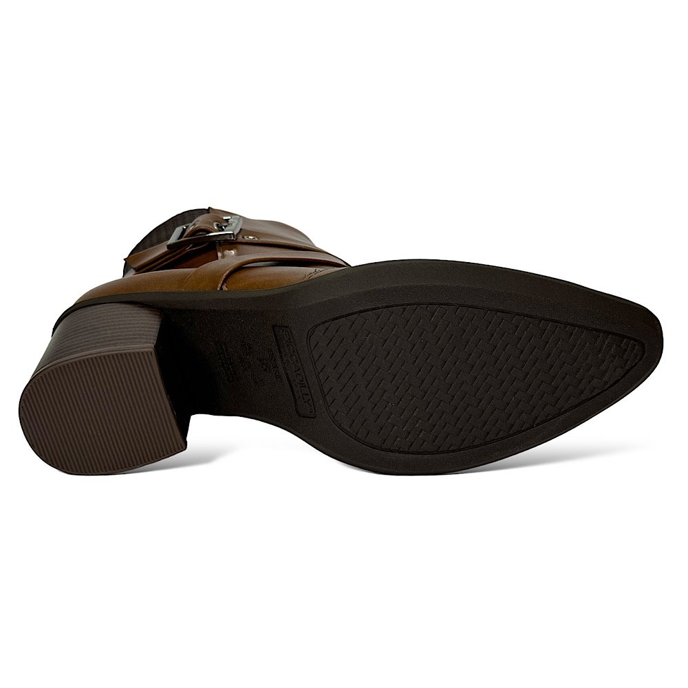 Bota Piccadilly Giordana Bico Fino Salto Bloco 766002 Camel Marrom 6