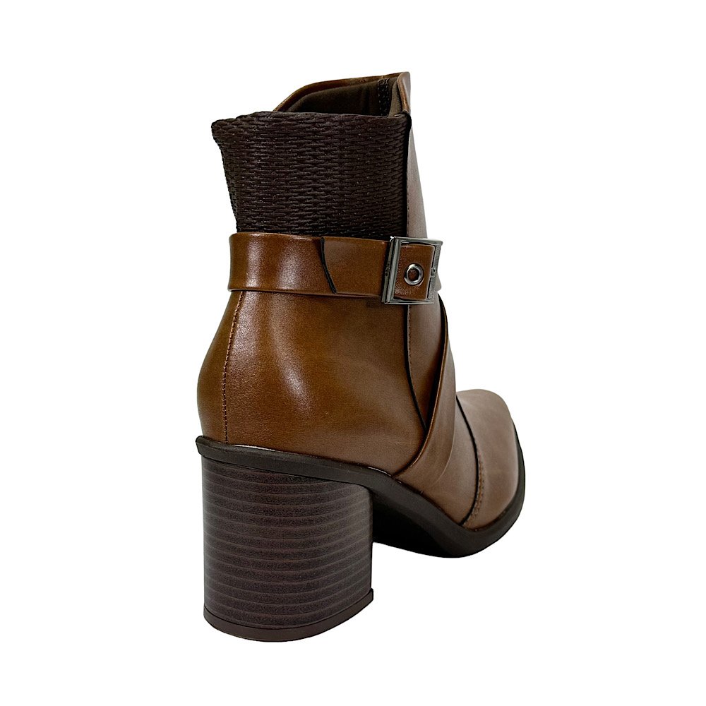 Bota Piccadilly Giordana Bico Fino Salto Bloco 766002 Camel Marrom 5