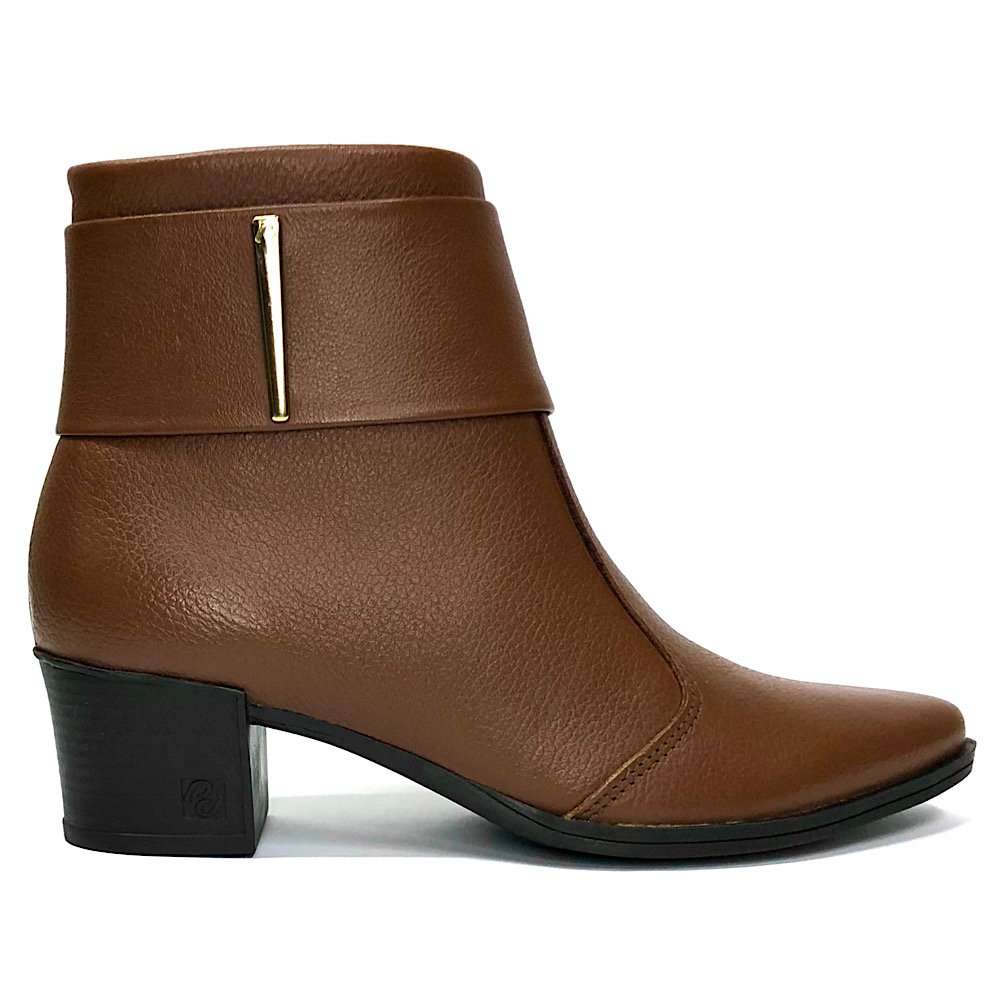 Bota Pegada Feminina Salto Bloco Bico Fino 280501 Terracota Marrom 2