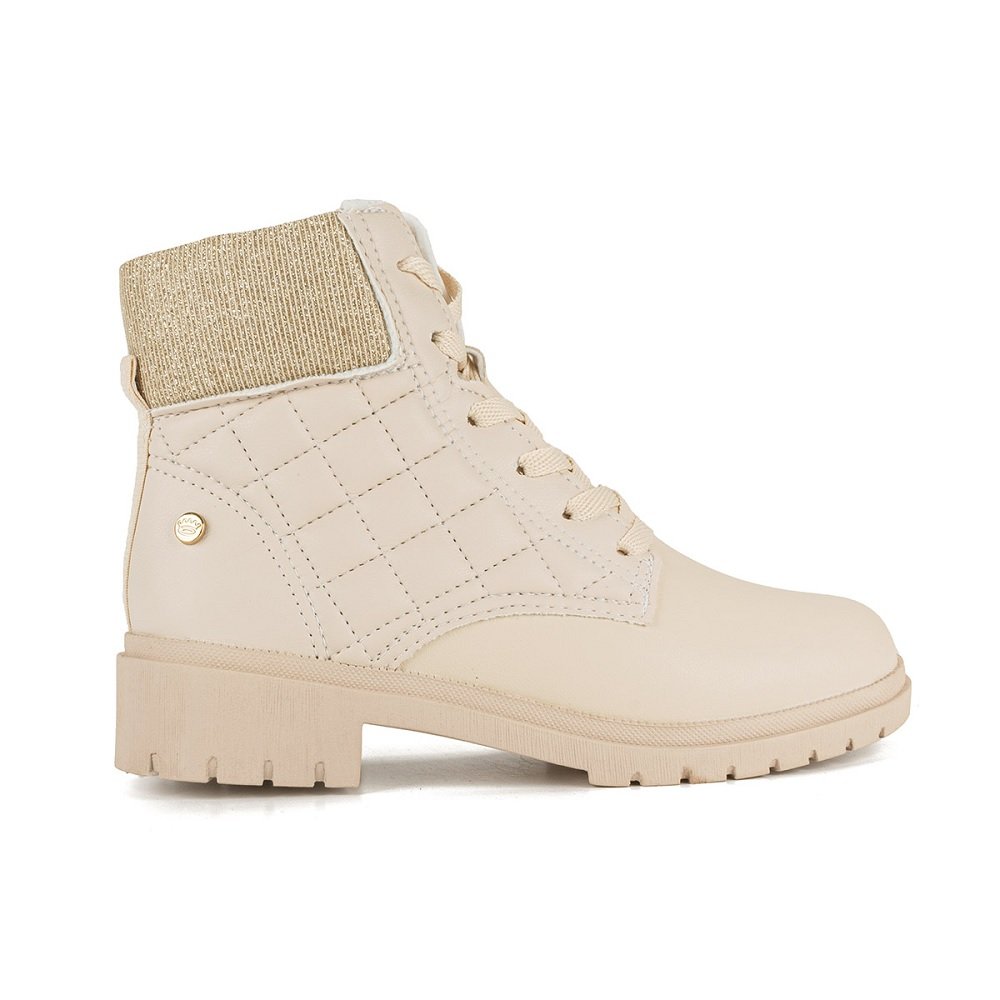 Bota Pink Cats Coturno Infantil Tratorado V3351 Tule Bege 2