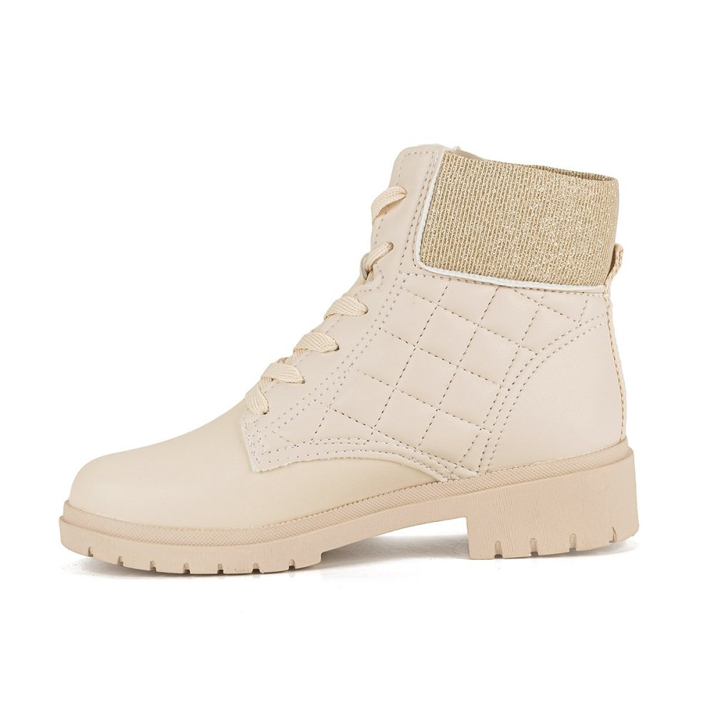 Bota Pink Cats Coturno Infantil Tratorado V3351 Tule Bege 3