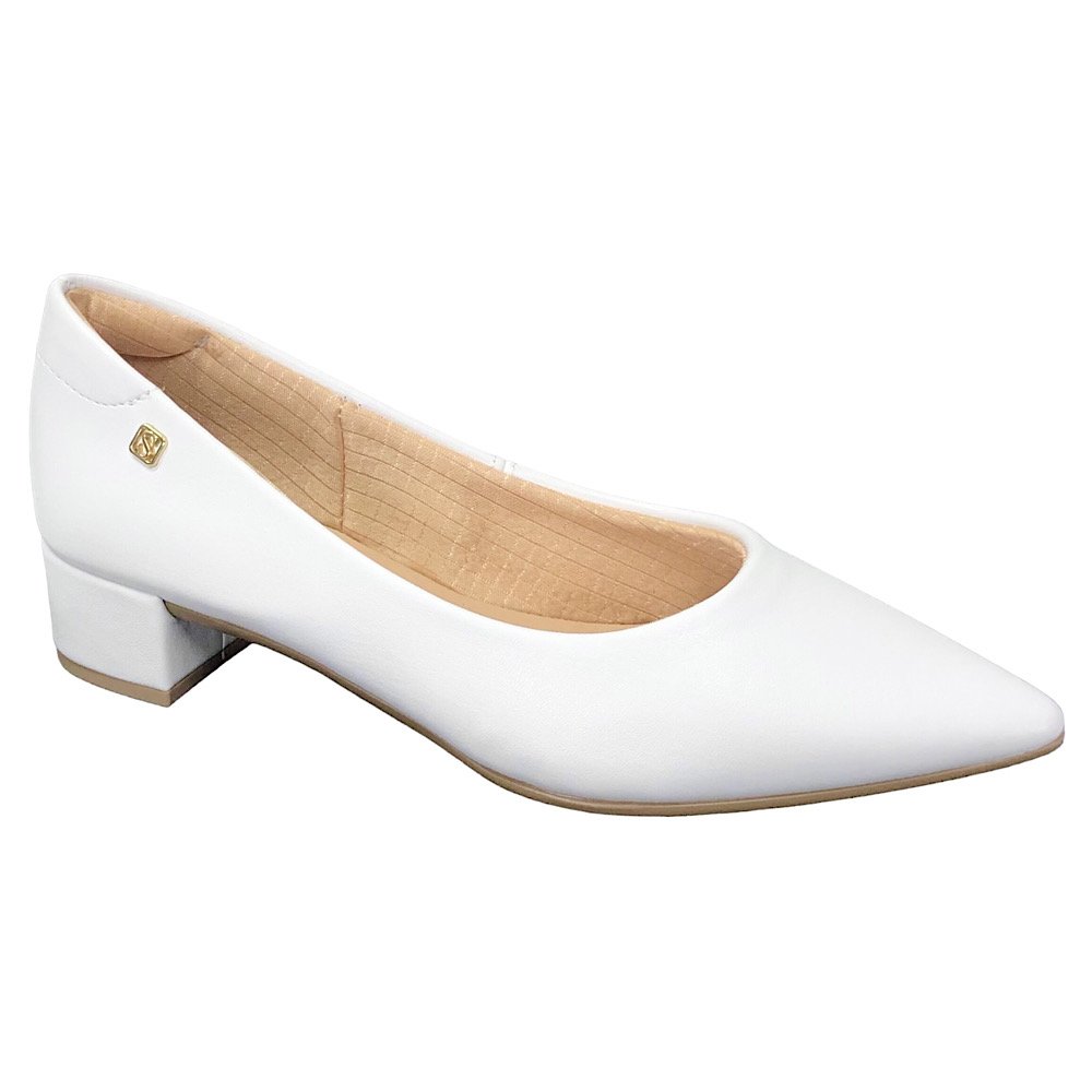 Sapato Santinelli Scarpin Salto Bloco 1474-001 Branco Branco 1