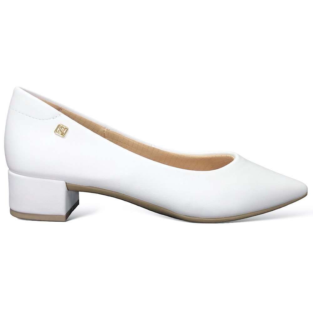 Sapato Santinelli Scarpin Salto Bloco 1474-001 Branco Branco 2