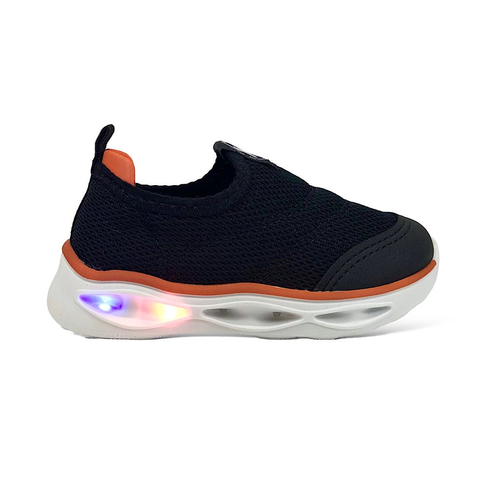 Tênis Molekinho Infantil Led 2620.103 Preto/Laranja Preto 2