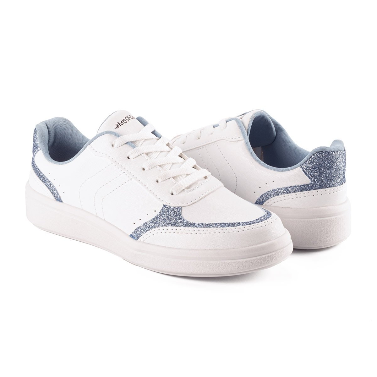 Tênis Mississipi Casual com Brilhos MI811 Branco Azul Branco/Azul 4