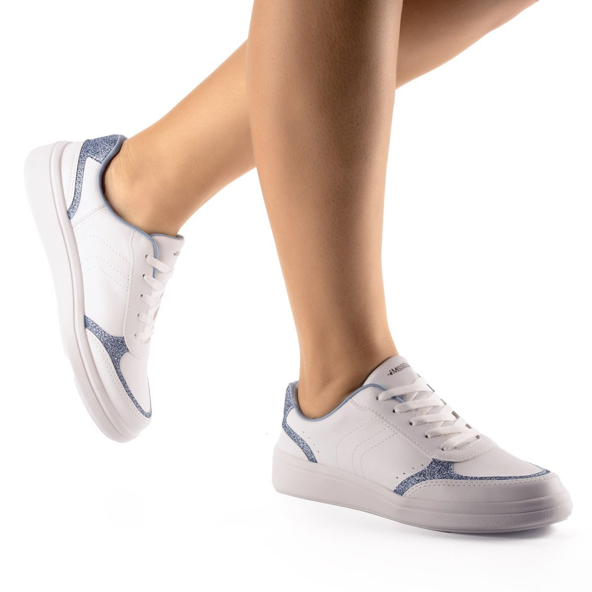 Tênis Mississipi Casual com Brilhos MI811 Branco Azul Branco/Azul 6