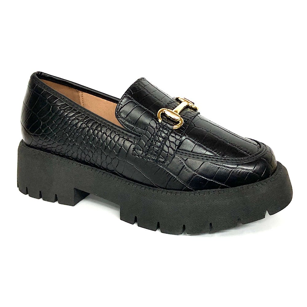 Sapato Vizzano Loafer Croco 1413.102 Preto