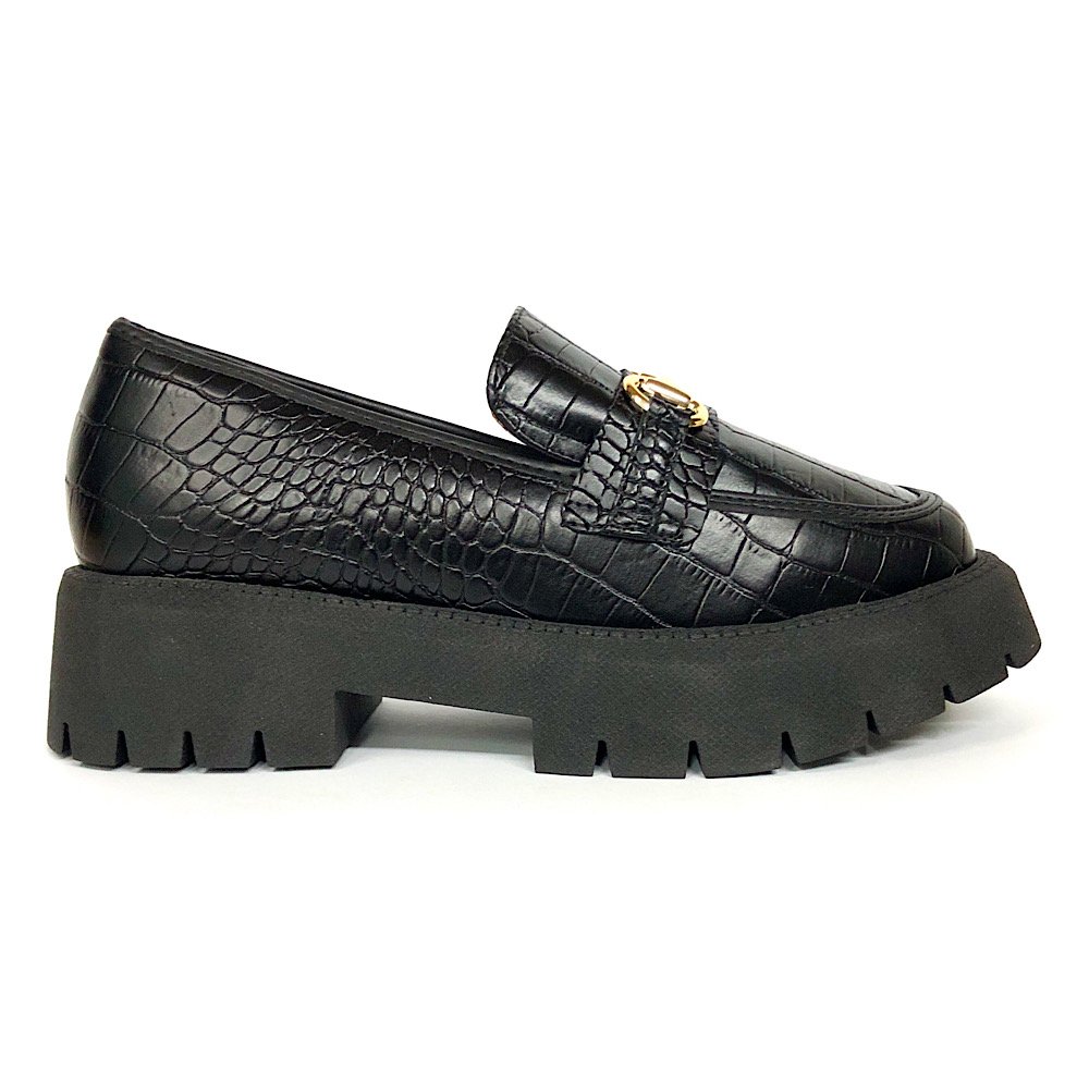Sapato Vizzano Loafer Croco 1413.102 Preto Preto 2
