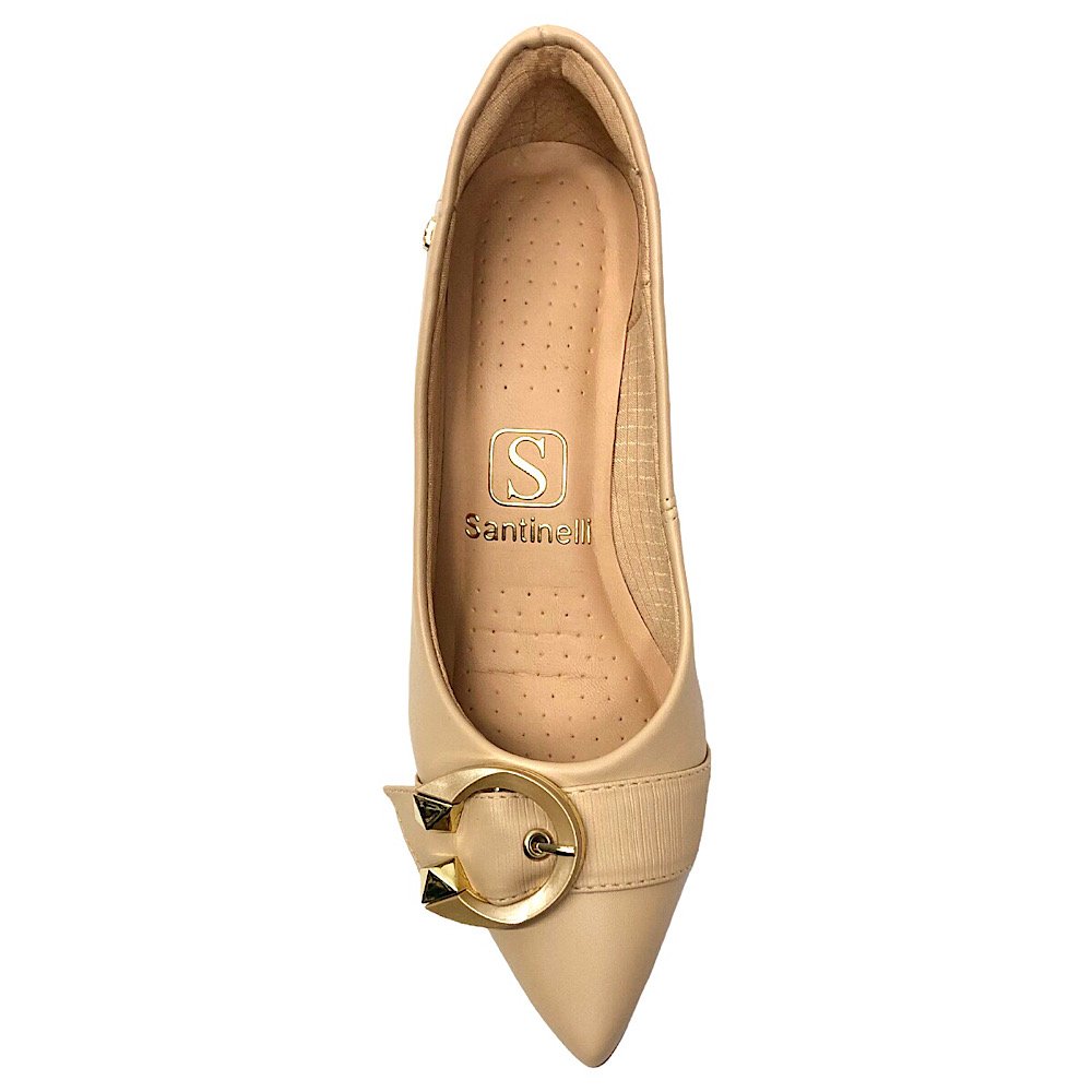 Sapato Santinelli Scarpin Salto Bloco 1524-037 Saara Bege 4