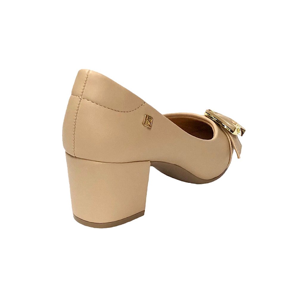 Sapato Santinelli Scarpin Salto Bloco 1524-037 Saara Bege 5