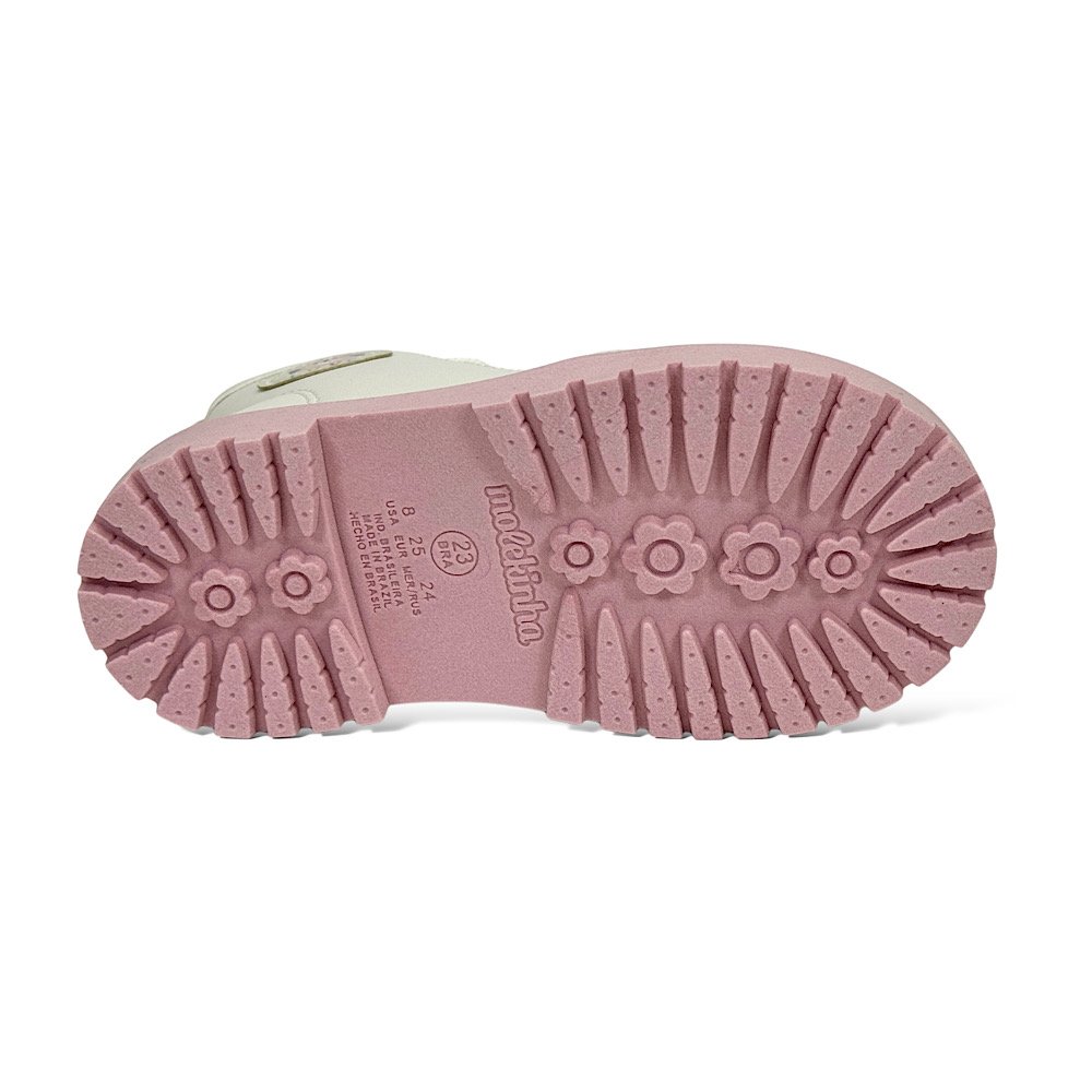 Bota Molekinha Coturno Bebê 2126.525 Off White Branco 6