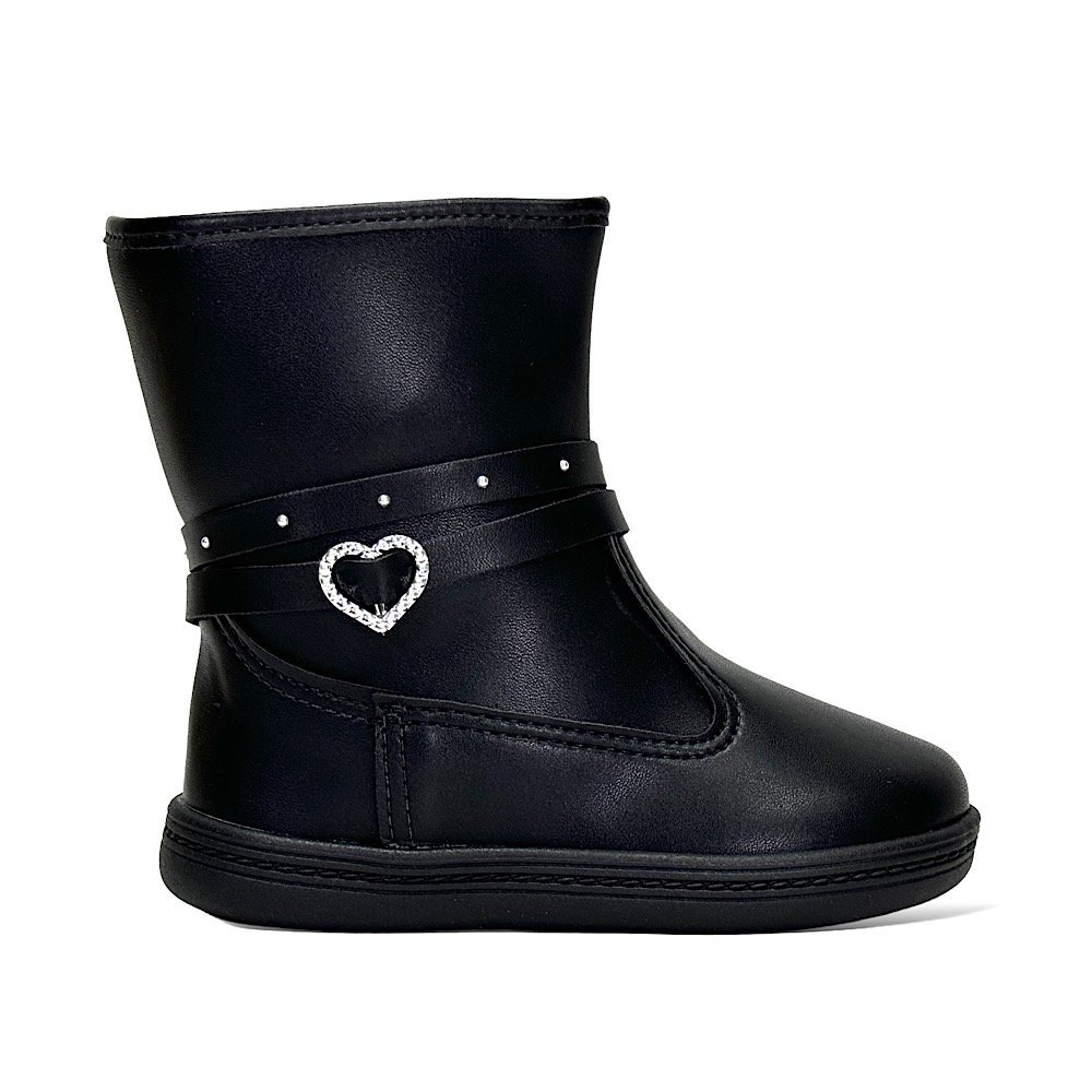 Bota Molekinha Bebê Casual 2127.219 Preto Preto 2