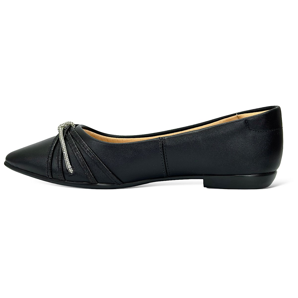 Sapatilha Santinelli Bico Fino Strass 1266-619 Preto Preto 3