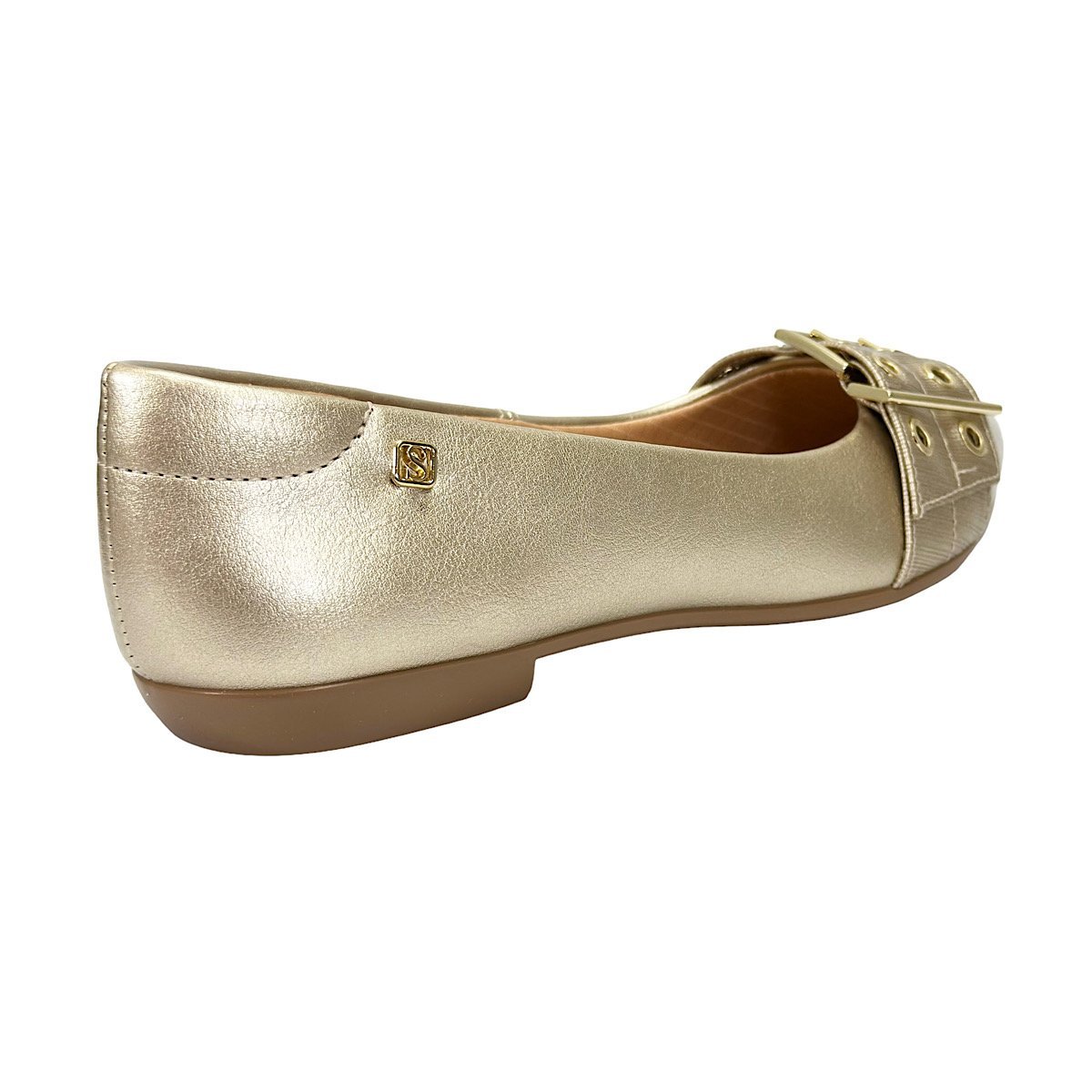 Sapatilha Santinelli Bico Fino Fivela 1266-758 Champagne Dourado 5
