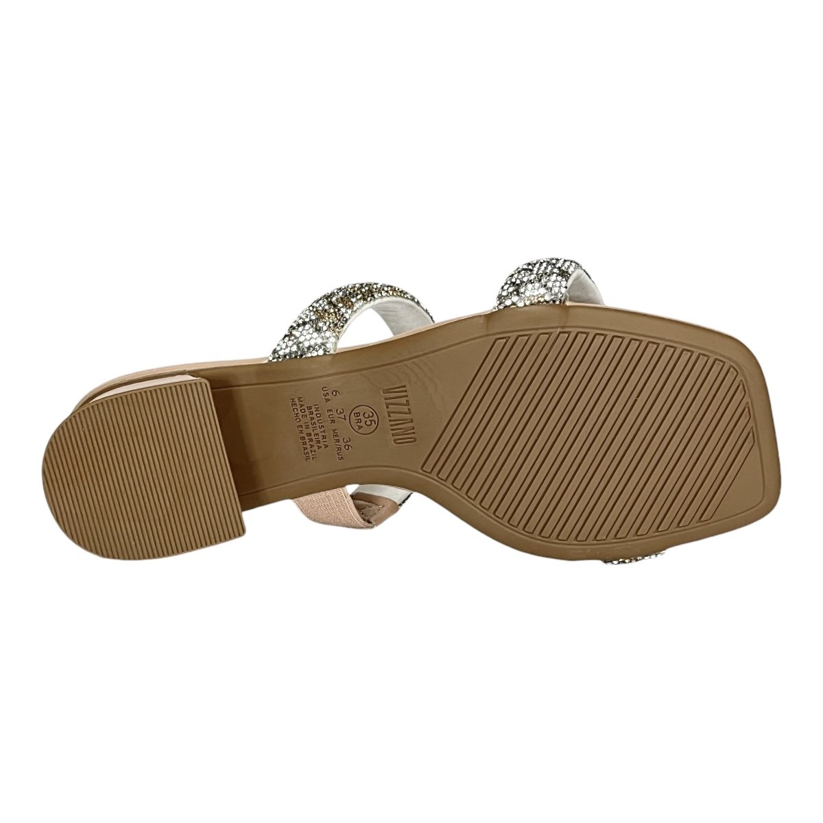 Tamanco Vizzano Glitter Salto Baixo 6454.122 Nude Marrom 6