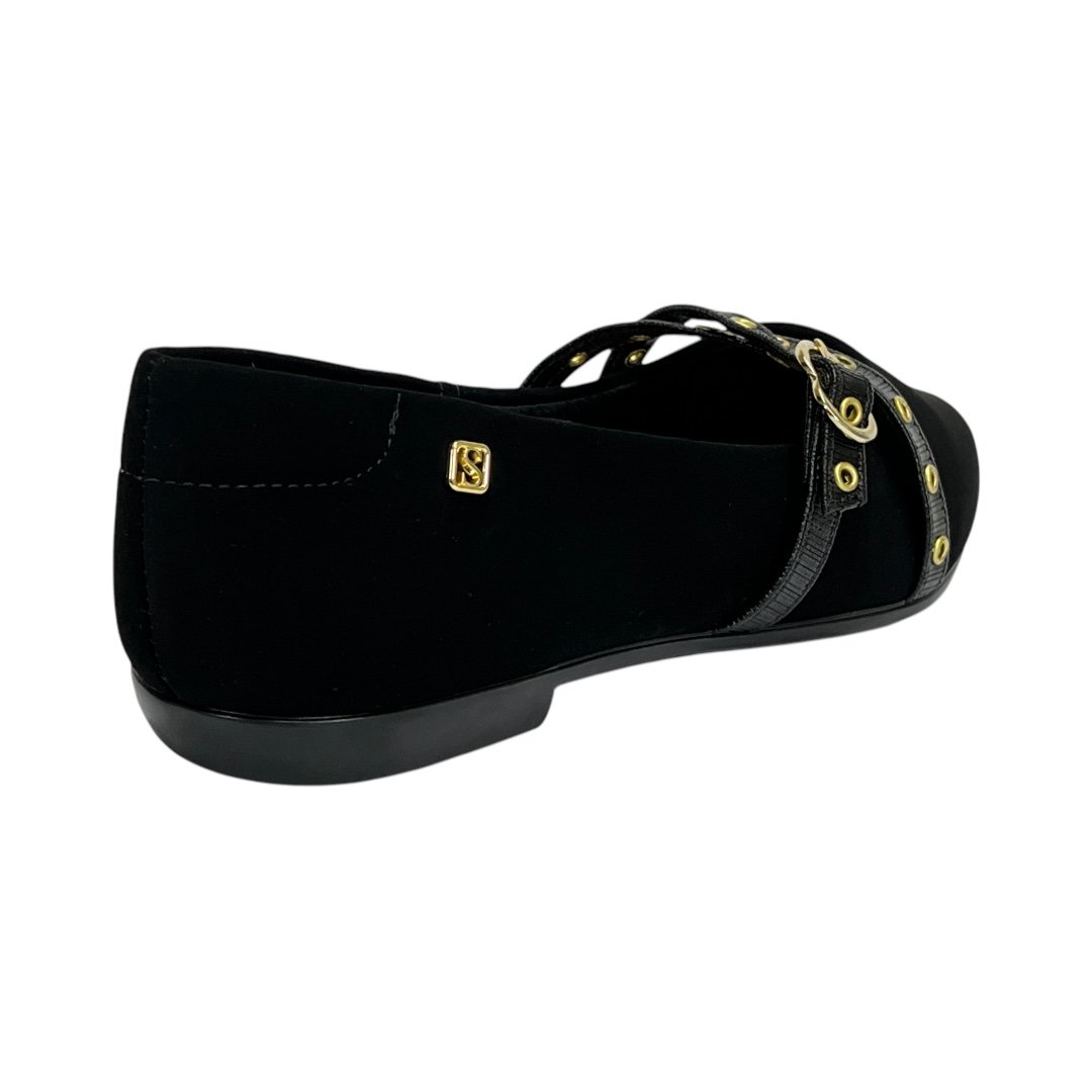 Sapatilha Santinelli Nobuck Bico Fino 1266-776 Preto Preto 5