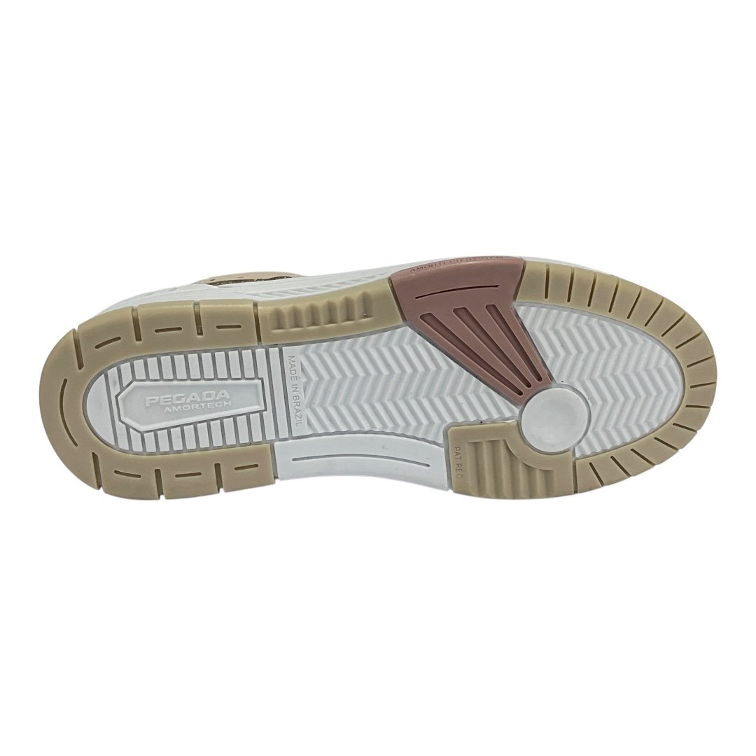 Tênis Pegada Feminino London em Couro 212603 Branco/Linho/Rosa Branco 6