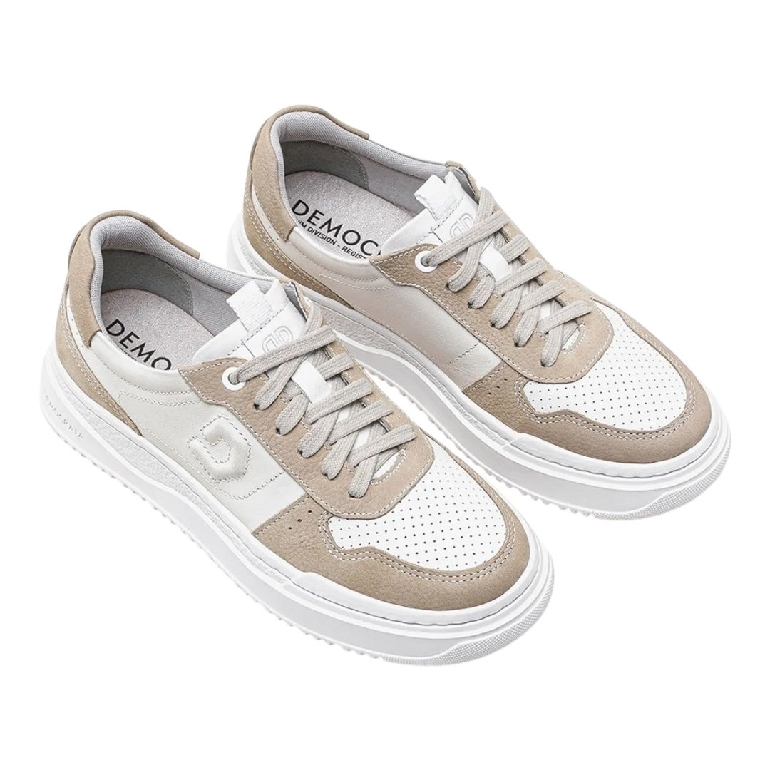 Tênis Democrata Feminino Block Couro 616101 Bege/Off White Bege 2