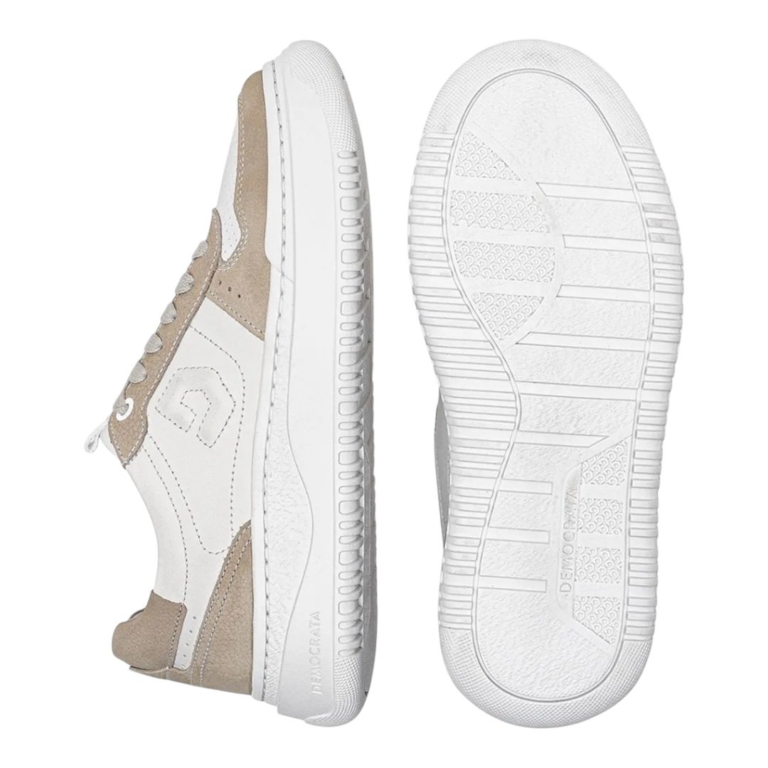 Tênis Democrata Feminino Block Couro 616101 Bege/Off White Bege 4