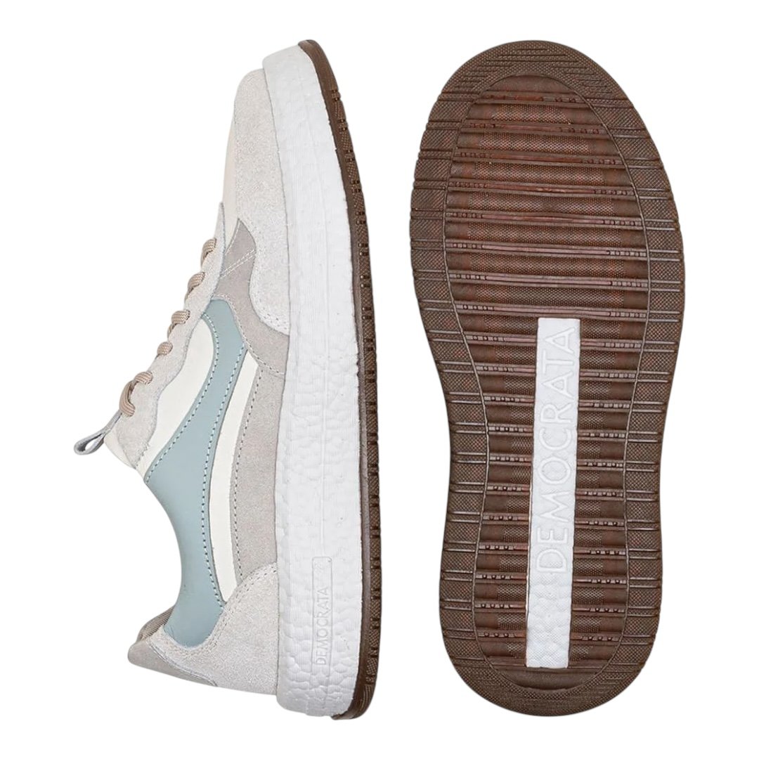 Tênis Democrata Feminino Drake Pulse 618104 Off White/Azul Cinza