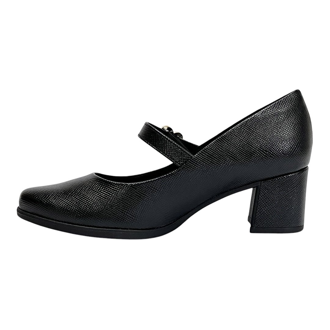 Sapato Piccadilly Mary Jane Salto Médio 654063 Preto Preto 3