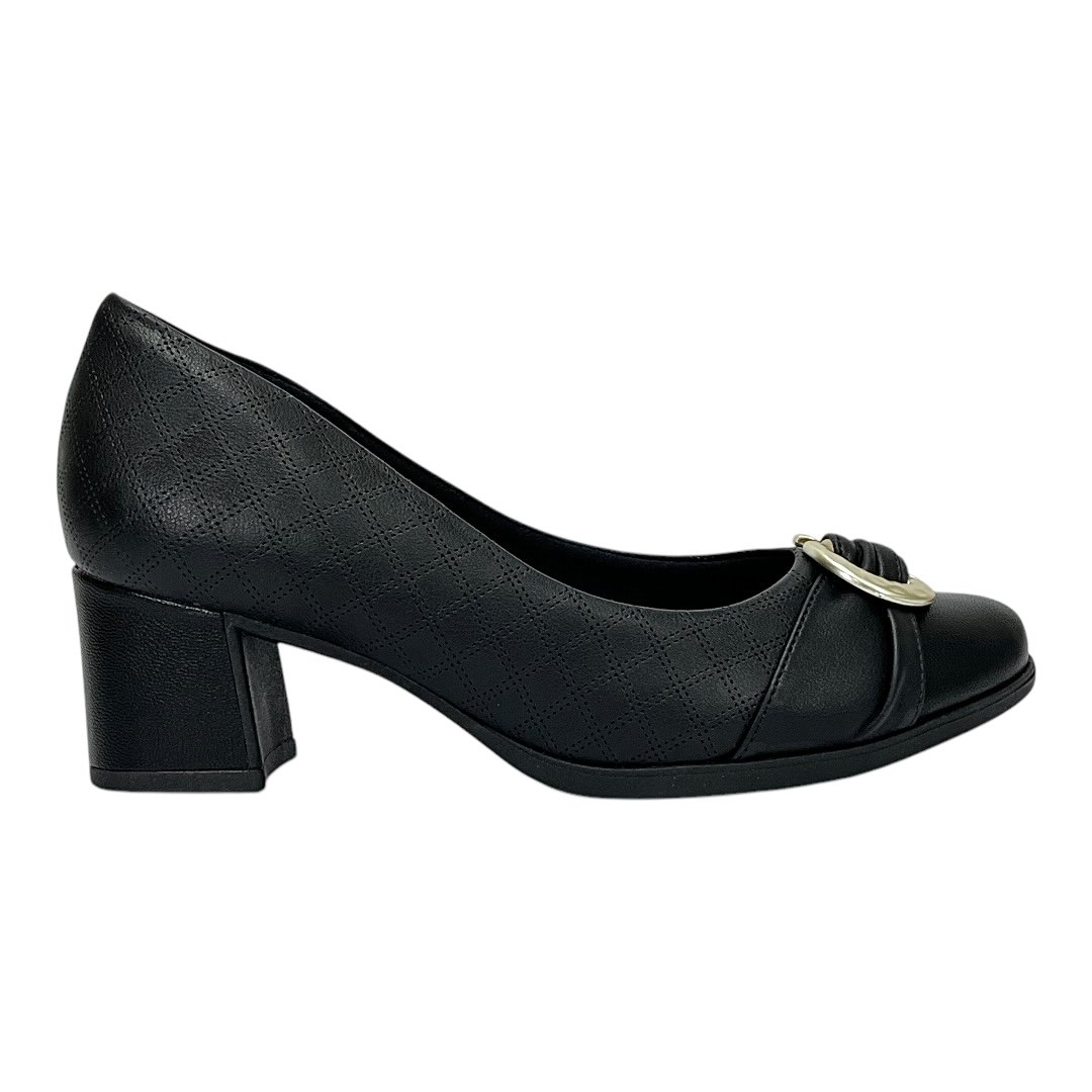 Sapato Piccadilly Scarpin Danubia Salto Médio 654064 Preto Preto 2