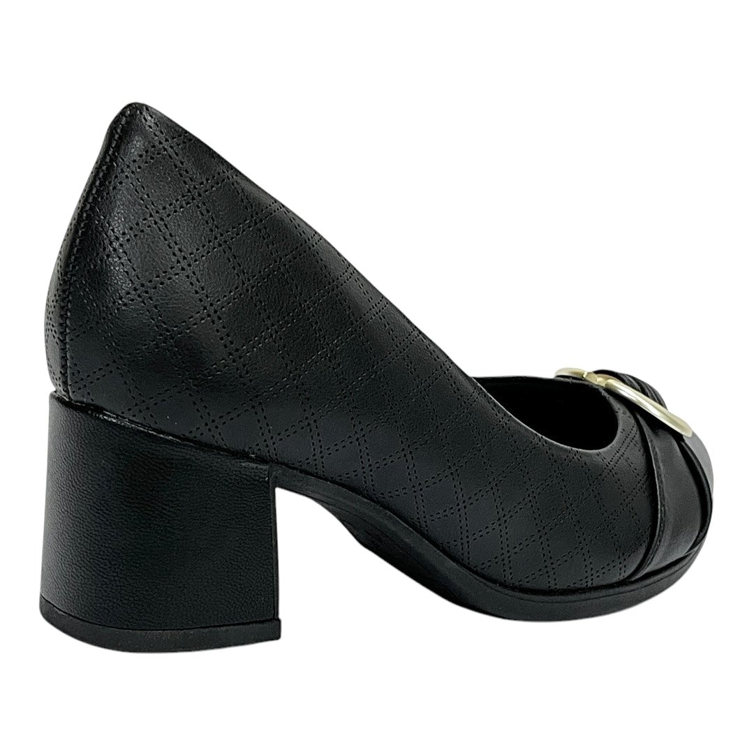 Sapato Piccadilly Scarpin Danubia Salto Médio 654064 Preto Preto 5