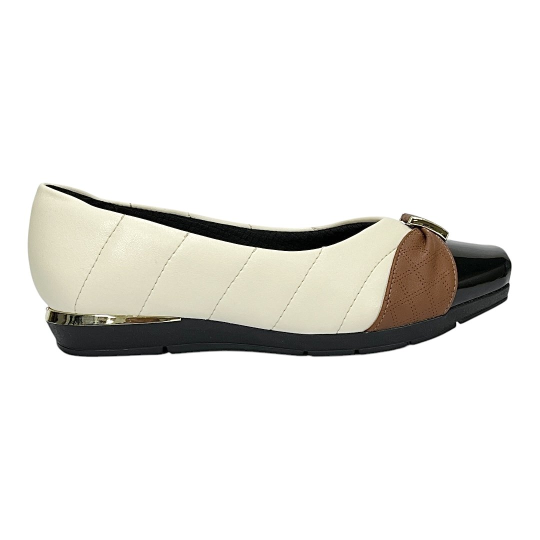 Sapato Piccadilly Maxi Fernanda 147320 Off White/Preto/Marrom Bege 2