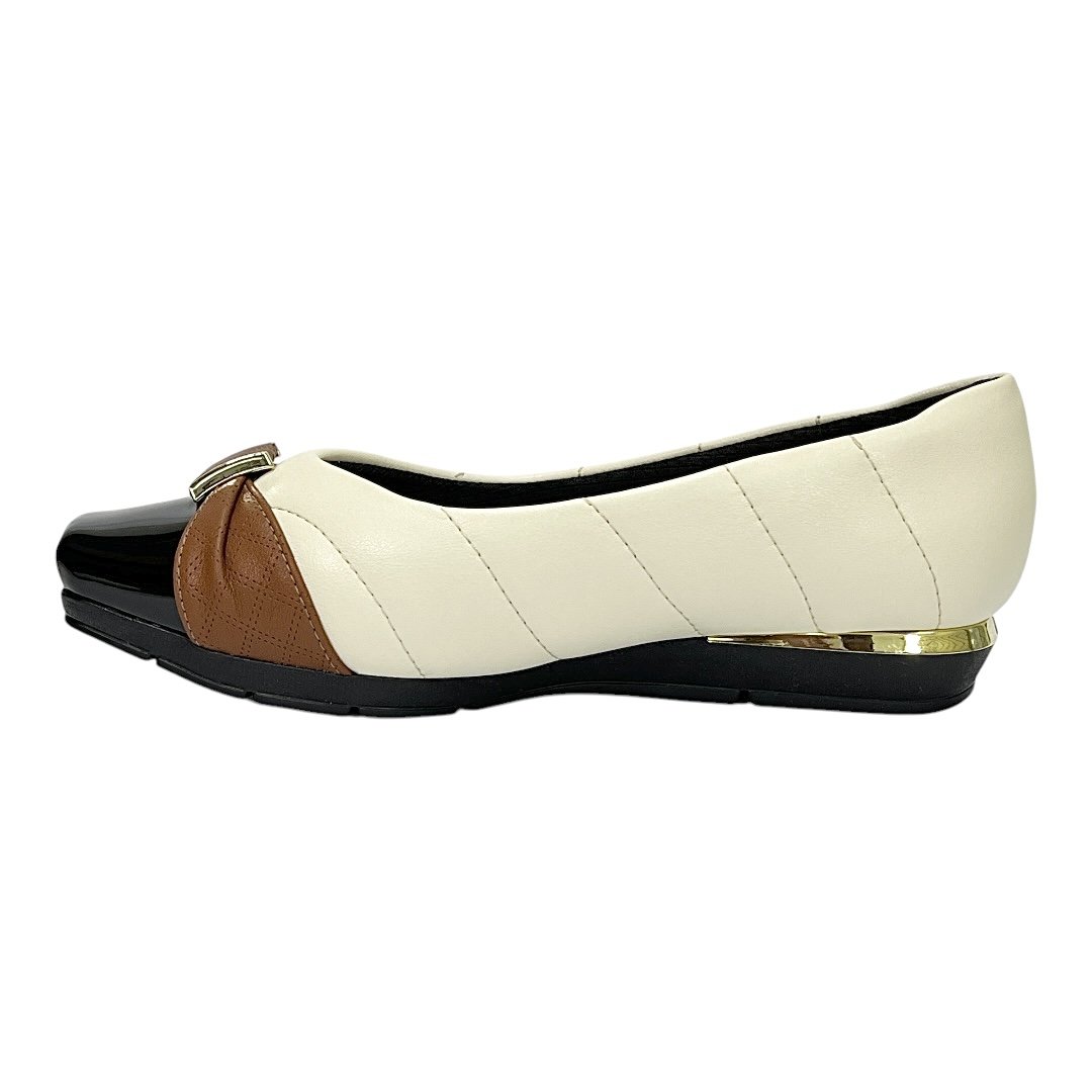 Sapato Piccadilly Maxi Fernanda 147320 Off White/Preto/Marrom Bege 3