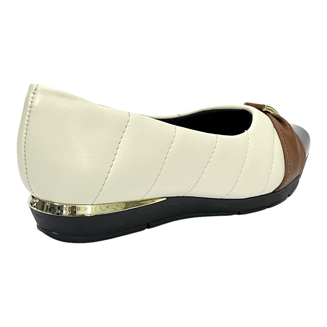 Sapato Piccadilly Maxi Fernanda 147320 Off White/Preto/Marrom Bege 5