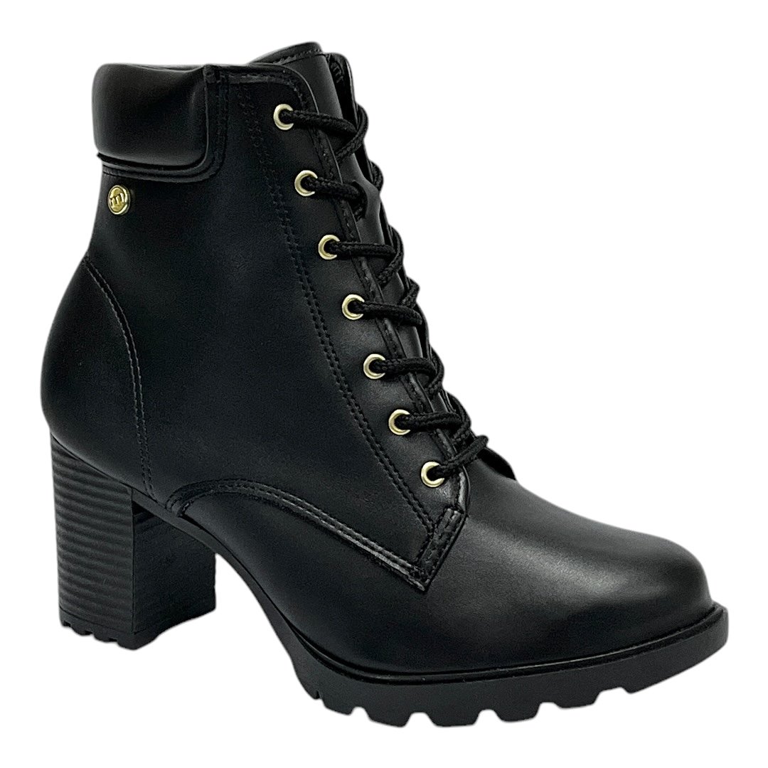 Bota Moleca Coturno Salto Tratorado Preto Preto