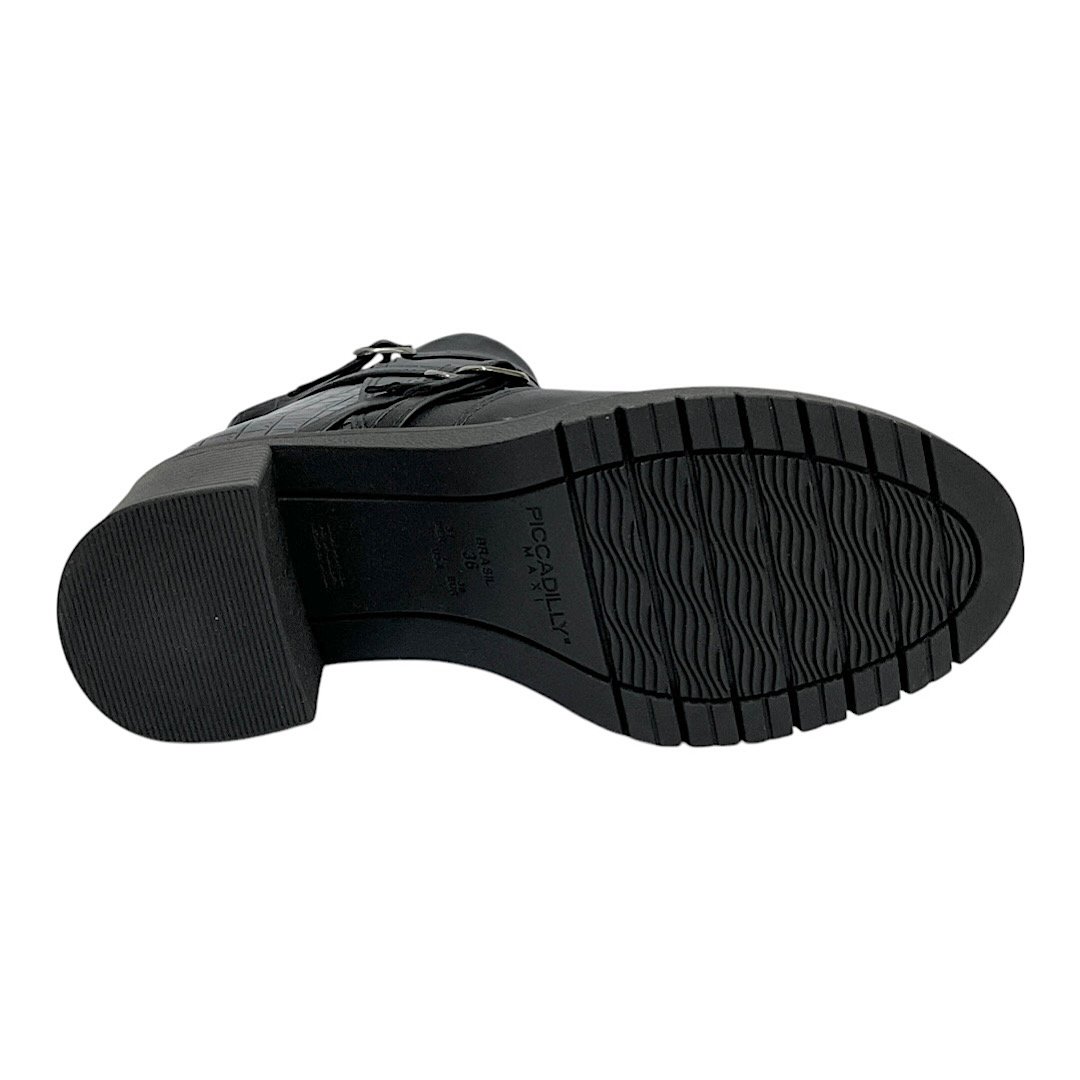 Bota Piccadilly Maxi Denise Croco 769002 Preto Preto 6