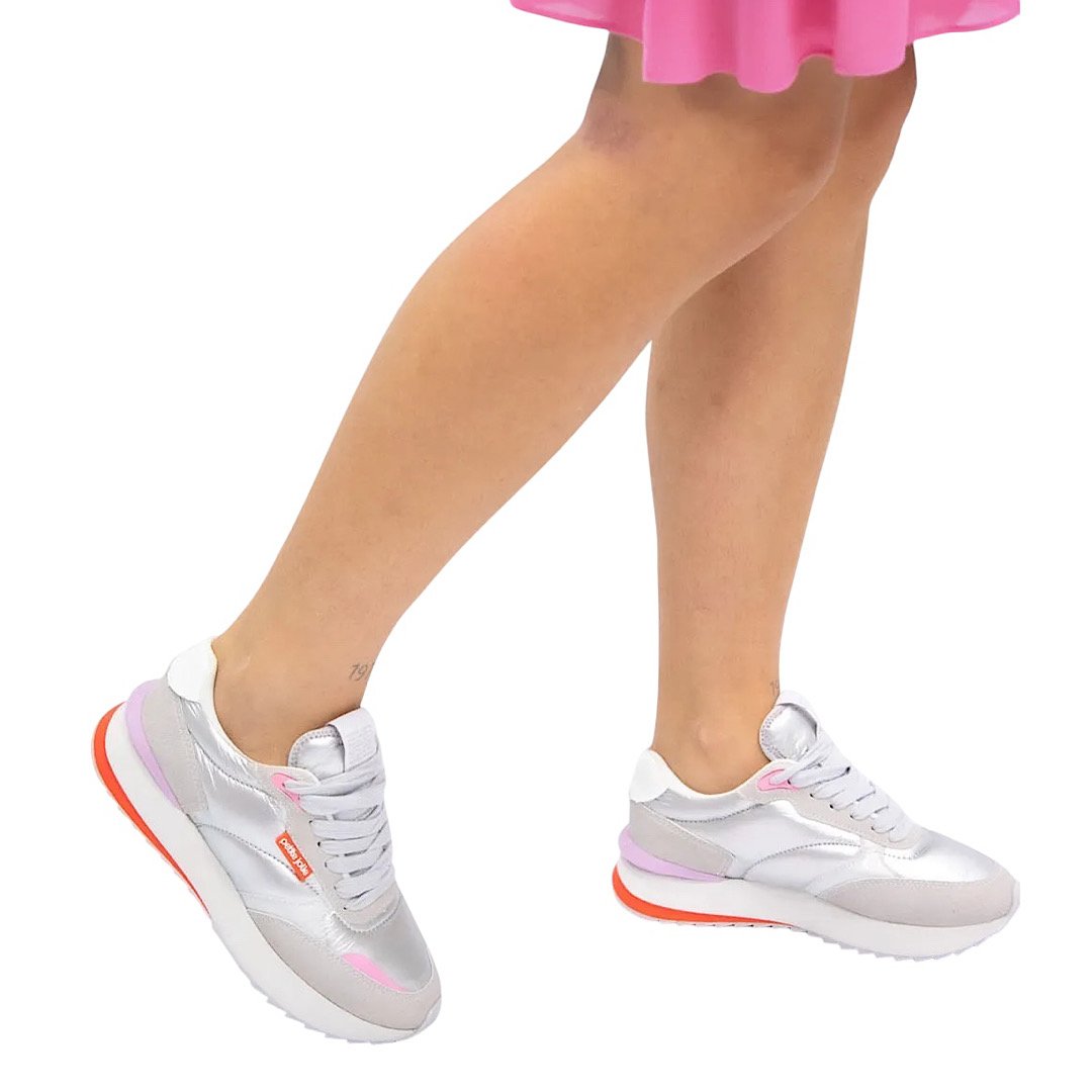 Tenis Petite Jolie Retro Running PJ7541 Prata Prata 7