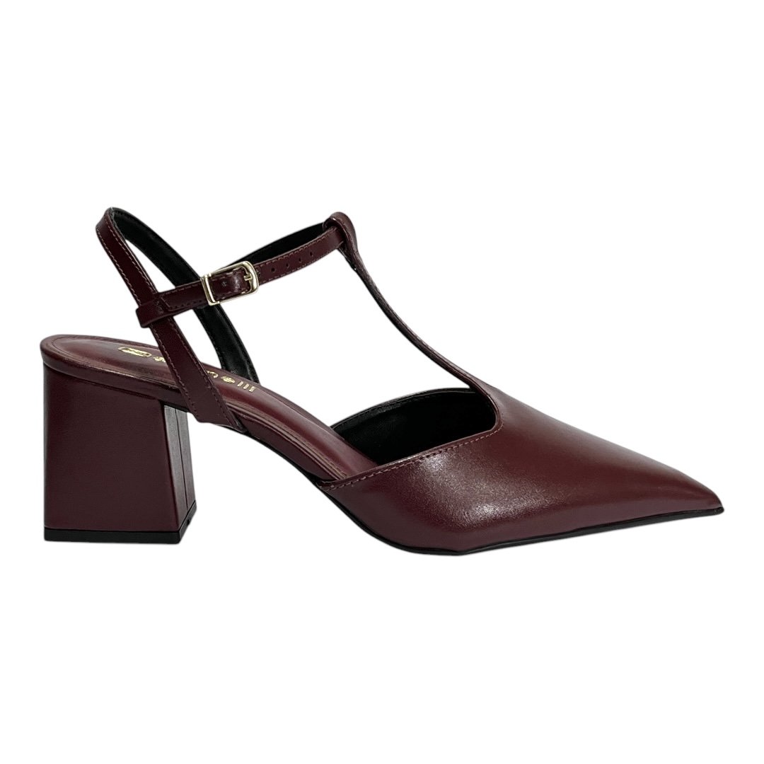 Sapato Santinelli Slingback Salto Bloco 1636-002 Marsala Marsala 2
