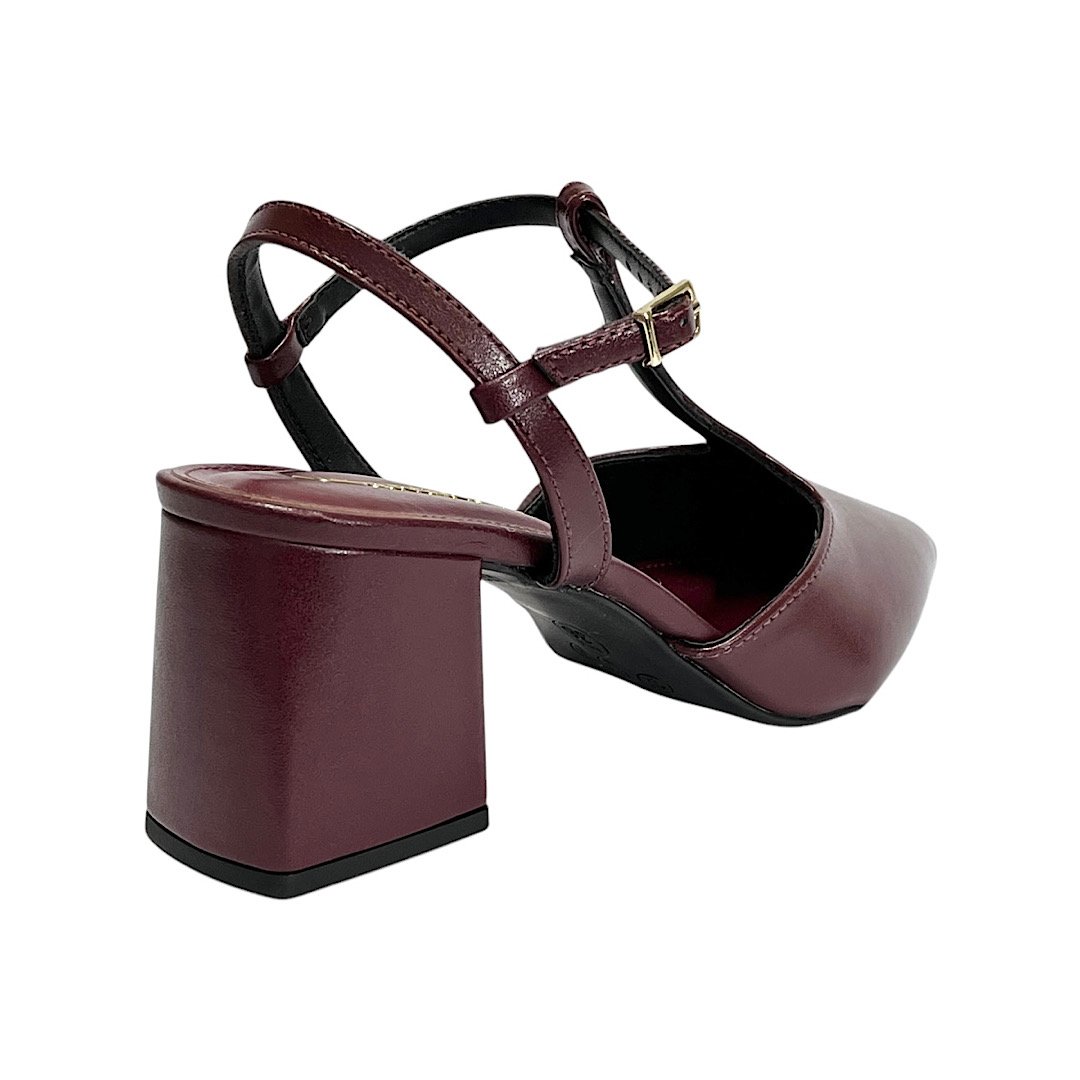 Sapato Santinelli Slingback Salto Bloco 1636-002 Marsala Marsala 5