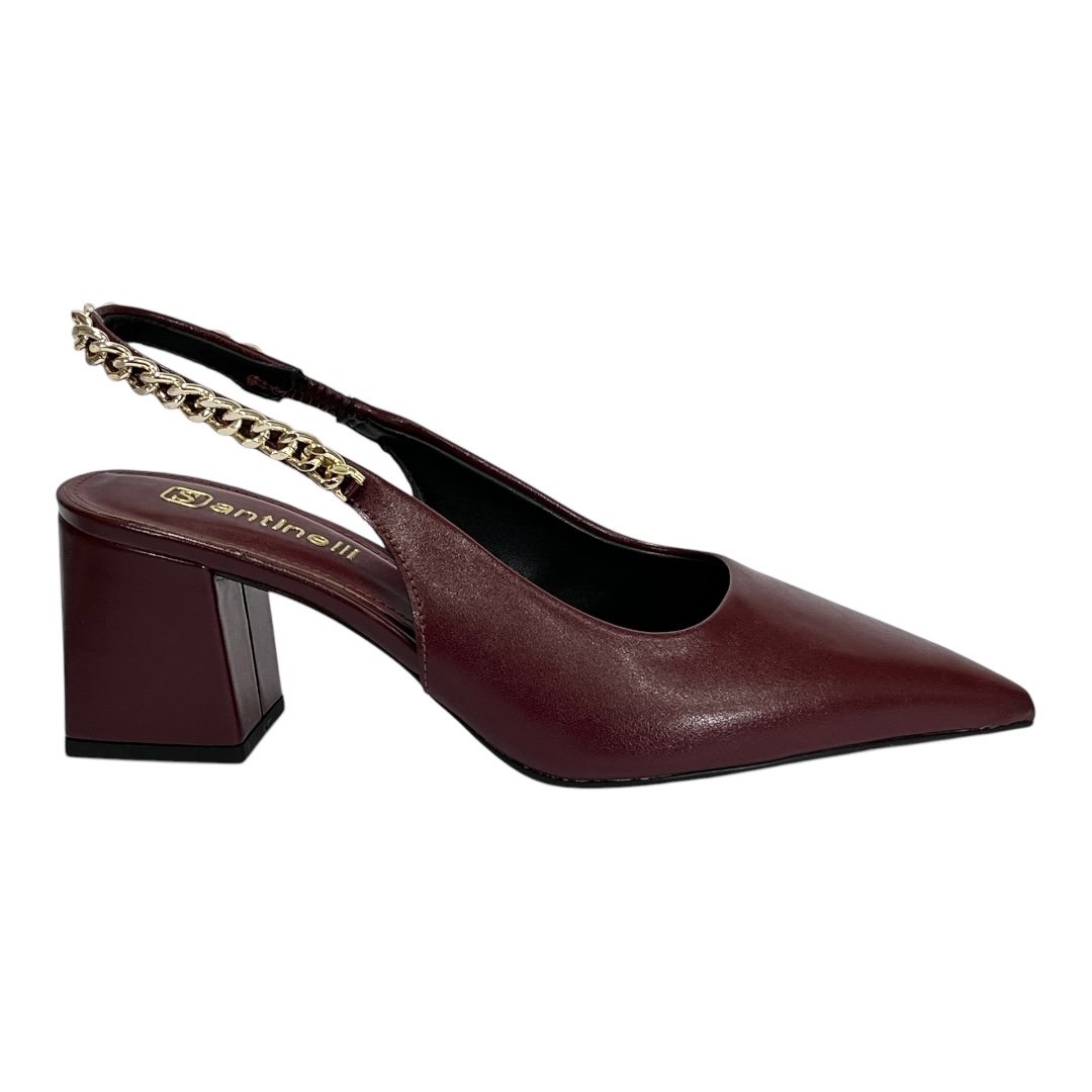 Sapato Santinelli Slingback Salto Bloco 1636-003 Marsala Marsala 2