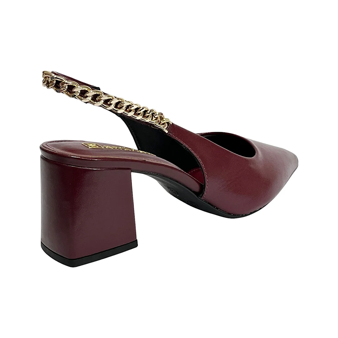 Sapato Santinelli Slingback Salto Bloco 1636-003 Marsala Marsala 5