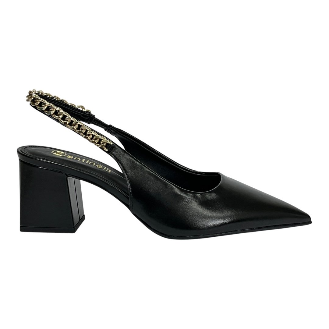 Sapato Santinelli Slingback Salto Bloco 1636-003 Preto Preto 2
